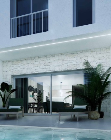 vivienda unifamiliar entre medianeras con piscina